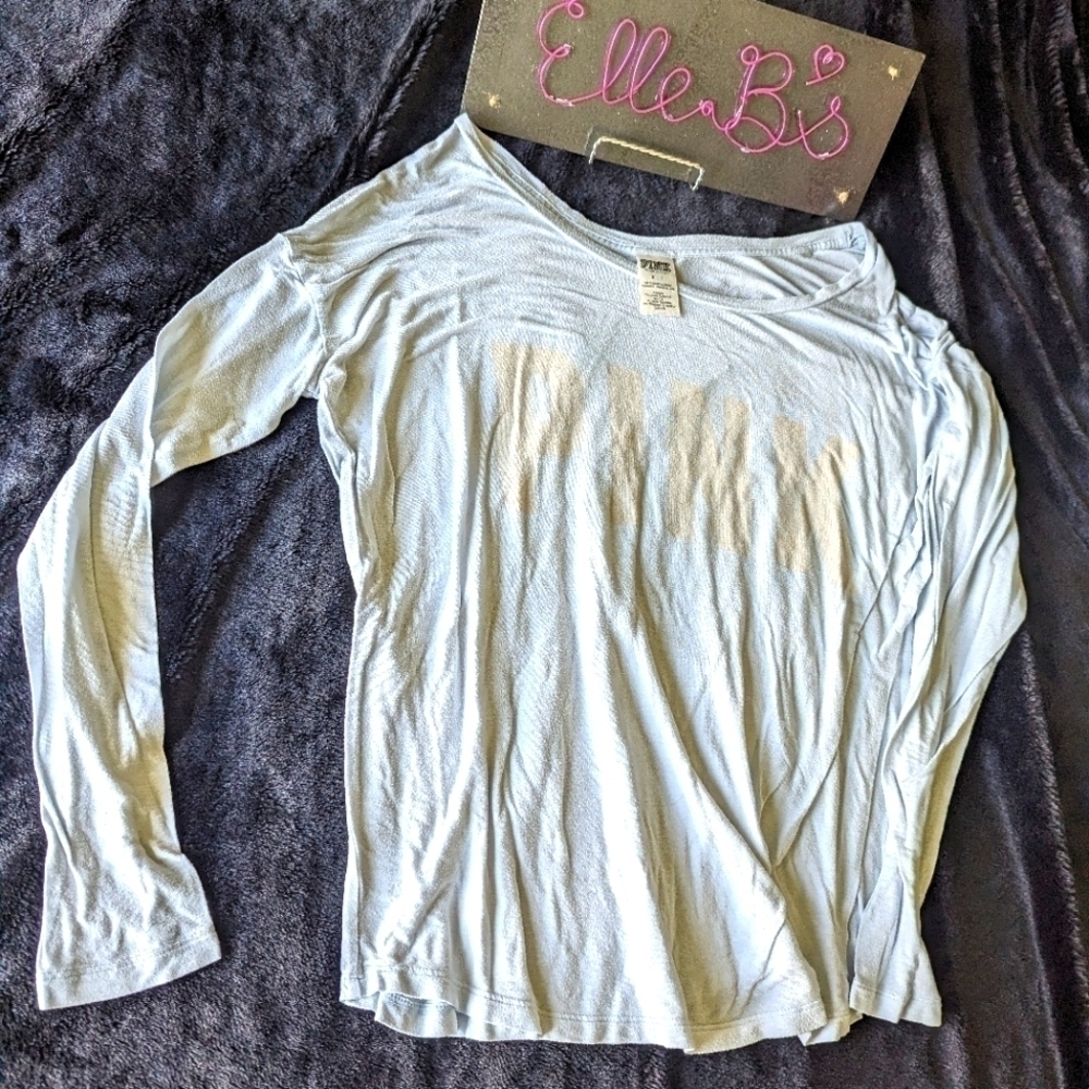 GUC Victorias Secret PINK Light Blue Long Sleeve Top S